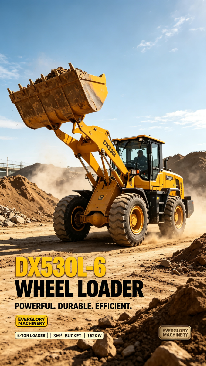 Everglory Machinery lansează încărcătorul durabil DX530L‑6 de 5 tone pentru lucrări de terasament