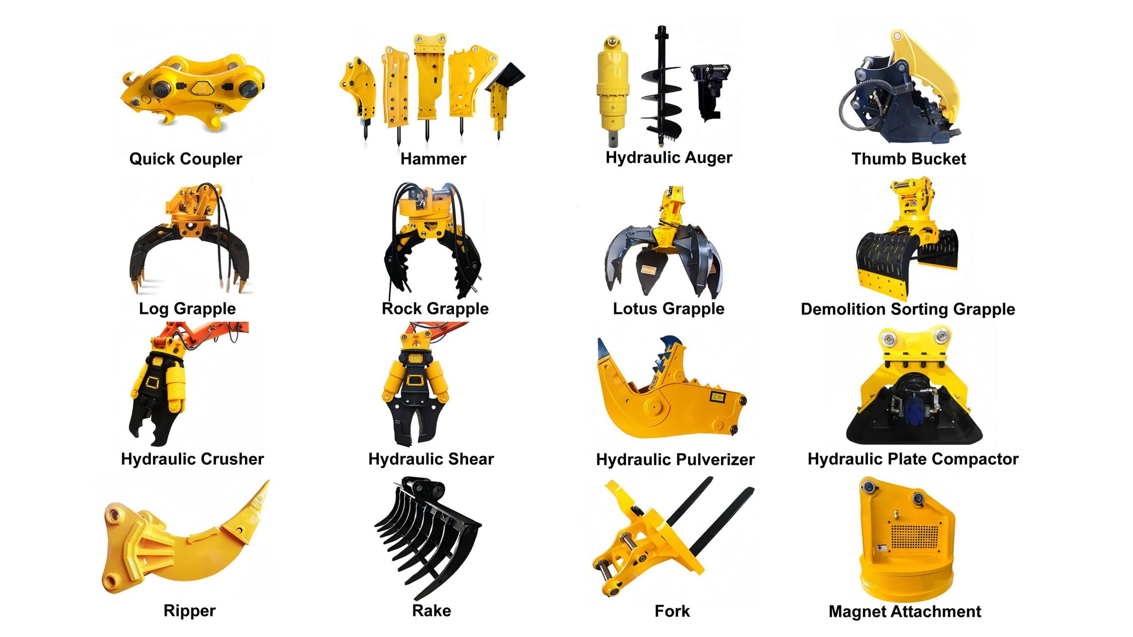 Atașamente pentru excavator de crawler